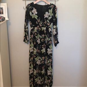 Black Floral Long Dress